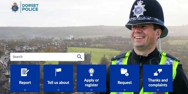 Screen grab of the Dorset Police website