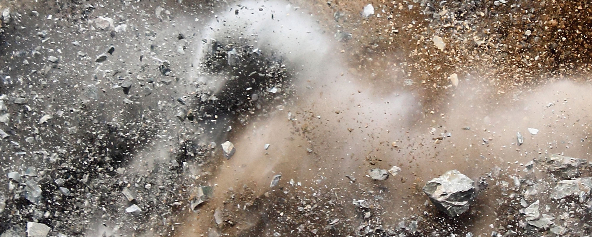 An explosion of rocks and earth