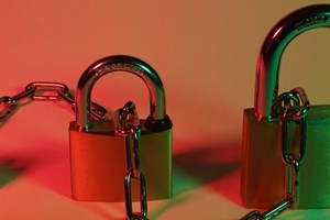 Two chained padlocks